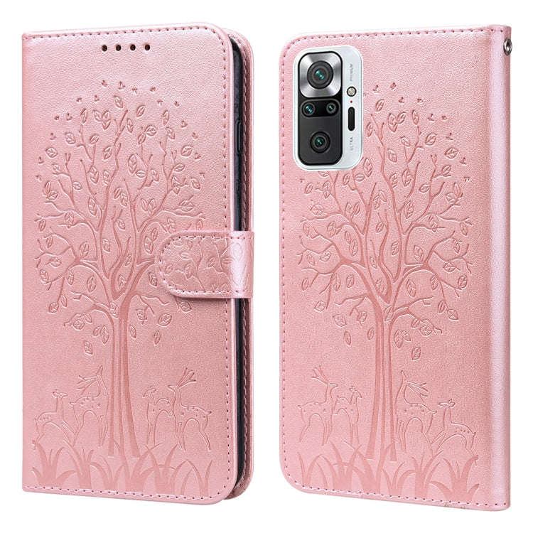 Tree & Deer Pattern Pressed Flip Leather Phone Case, For Xiaomi Redmi Note 10 Pro / Note 10 Pro M...