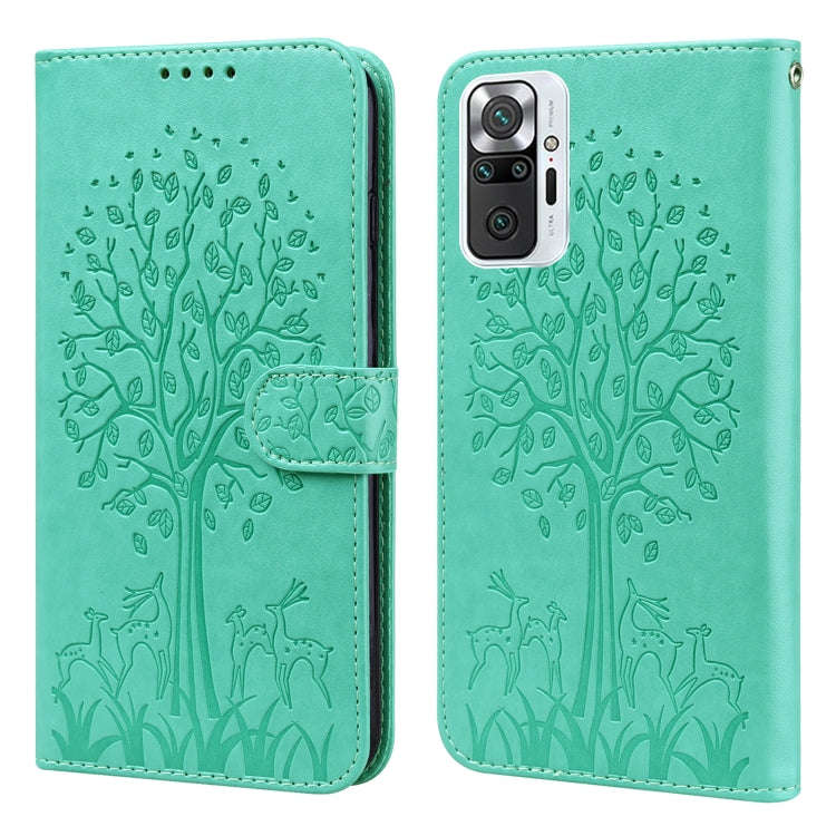 Tree & Deer Pattern Pressed Flip Leather Phone Case, For Xiaomi Redmi Note 10 Pro / Note 10 Pro M...
