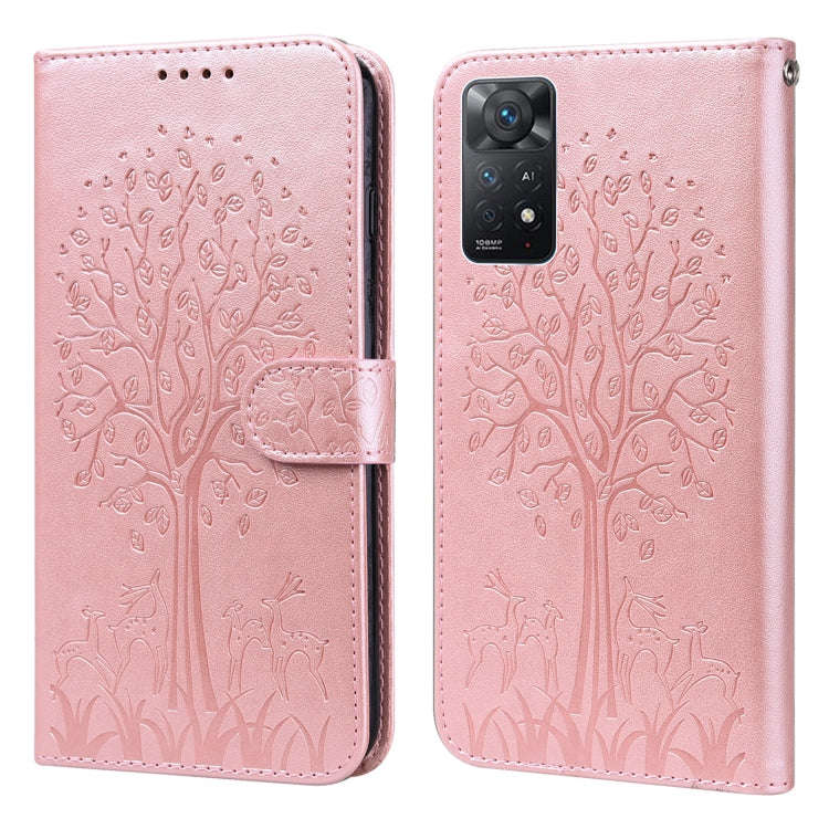 Tree & Deer Pattern Pressed Flip Leather Phone Case, For Xiaomi Redmi Note 10 Pro / Note 10 Pro M...