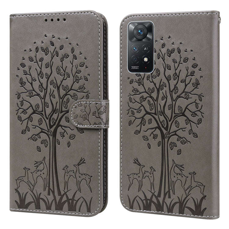 Tree & Deer Pattern Pressed Flip Leather Phone Case, For Xiaomi Redmi Note 10 Pro / Note 10 Pro M...
