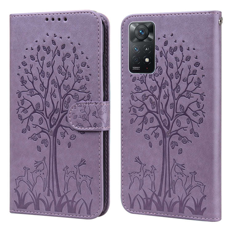 Tree & Deer Pattern Pressed Flip Leather Phone Case, For Xiaomi Redmi Note 10 Pro / Note 10 Pro M...