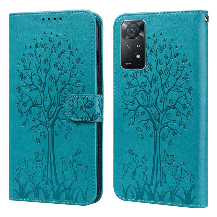 Tree & Deer Pattern Pressed Flip Leather Phone Case, For Xiaomi Redmi Note 10 Pro / Note 10 Pro M...