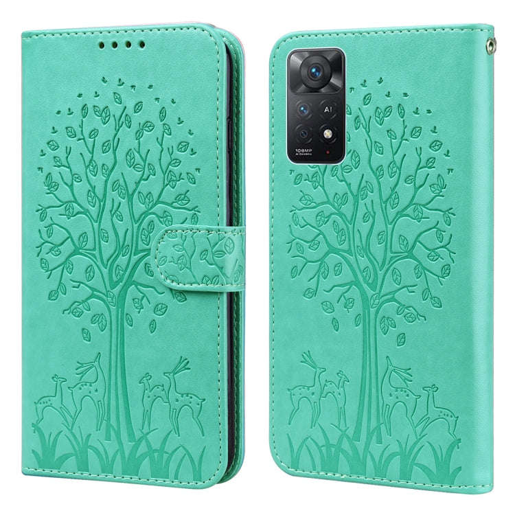 Tree & Deer Pattern Pressed Flip Leather Phone Case, For Xiaomi Redmi Note 10 Pro / Note 10 Pro M...
