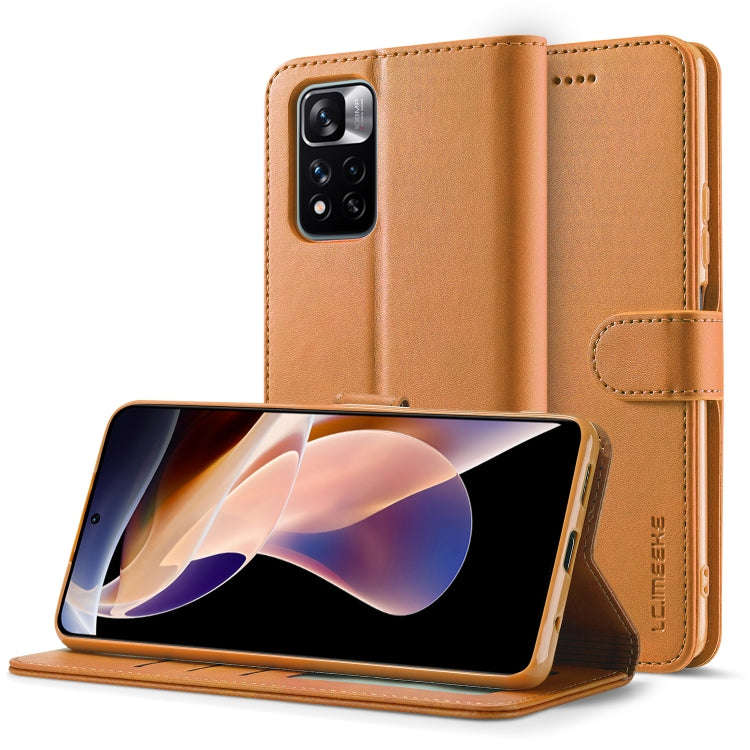 LC.IMEEKE Calf Texture Leather Phone Case, For Xiaomi Redmi Note 11 Pro+ 5G International Version