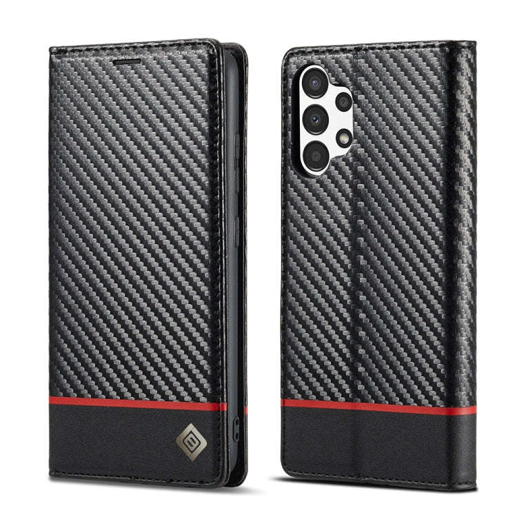 LC.IMEEKE Carbon Fiber Horizontal Flip Leather Phone Case, For Samsung Galaxy A13 4G