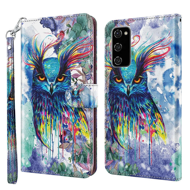 3D Painting Pattern TPU + PU Leather Phone Case, For Samsung Galaxy A03s 166mm, For Samsung Galax...