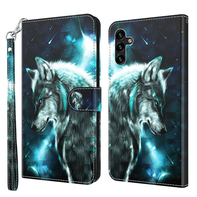 3D Painting Pattern TPU + PU Leather Phone Case, For Samsung Galaxy A03s 166mm, For Samsung Galax...