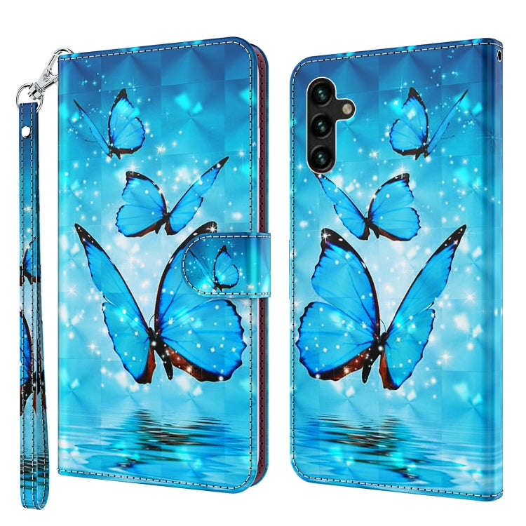 3D Painting Pattern TPU + PU Leather Phone Case, For Samsung Galaxy A03s 166mm, For Samsung Galax...