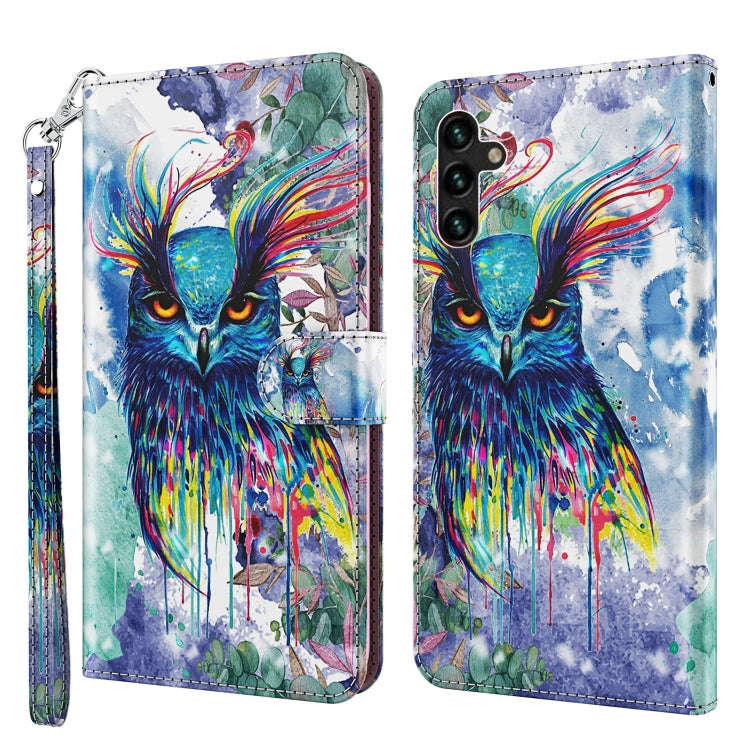 3D Painting Pattern TPU + PU Leather Phone Case, For Samsung Galaxy A03s 166mm, For Samsung Galax...