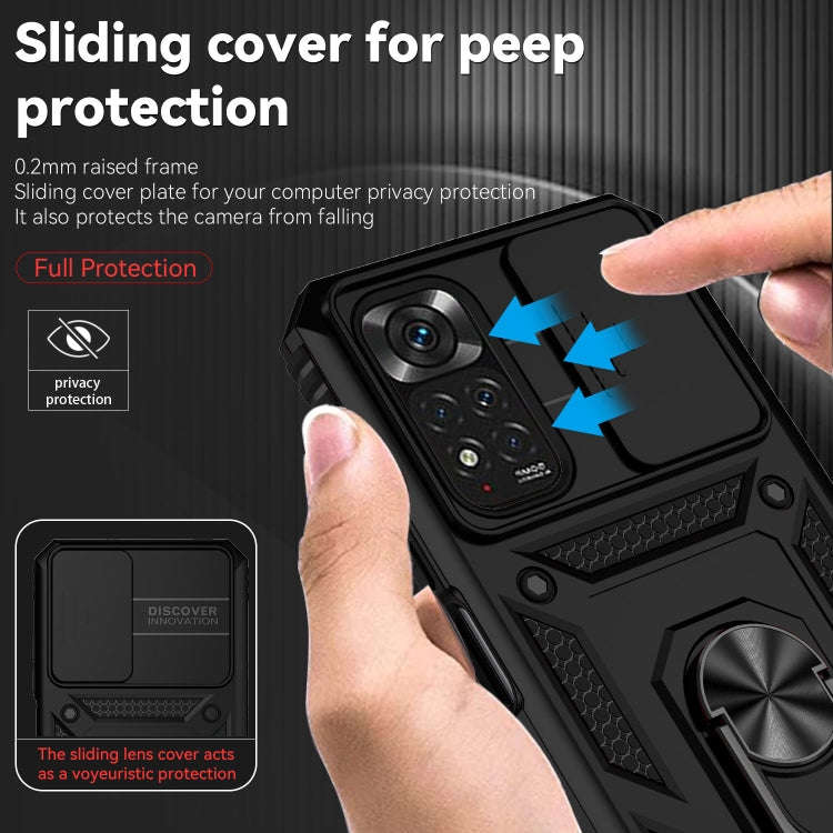 Sliding Camshield Holder Phone Case, For Xiaomi Redmi Note 11 Global, For Xiaomi Redmi Note 11 Pr...