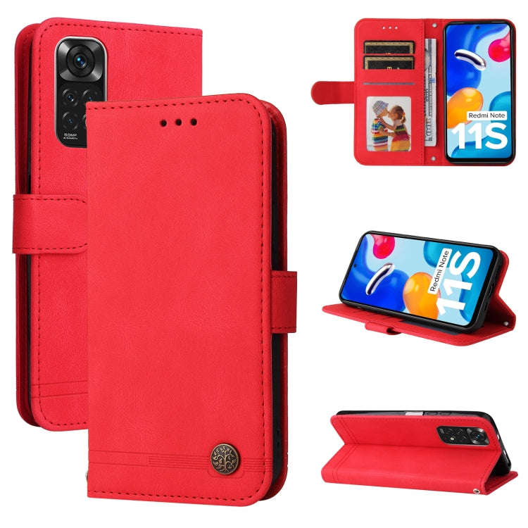 Skin Feel Life Tree Metal Button Horizontal Flip Leather Case, For Xiaomi Redmi Note 11 4G(Global...