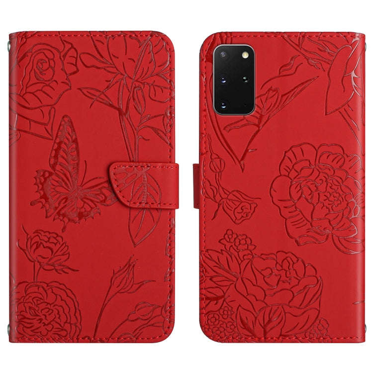 Skin Feel Butterfly Peony Embossed Leather Phone Case, For Samsung Galaxy S20+, For Samsung Galax...