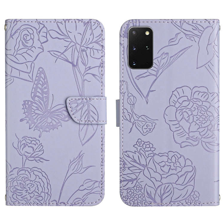 Skin Feel Butterfly Peony Embossed Leather Phone Case, For Samsung Galaxy S20+, For Samsung Galax...