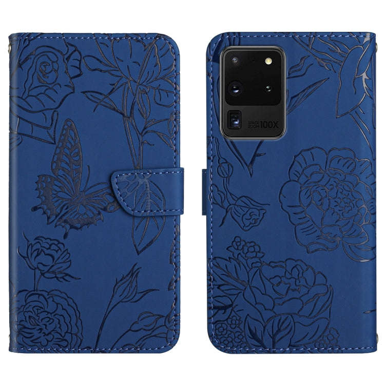 Skin Feel Butterfly Peony Embossed Leather Phone Case, For Samsung Galaxy S20+, For Samsung Galax...