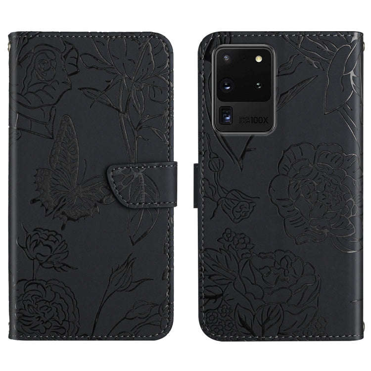 Skin Feel Butterfly Peony Embossed Leather Phone Case, For Samsung Galaxy S20+, For Samsung Galax...