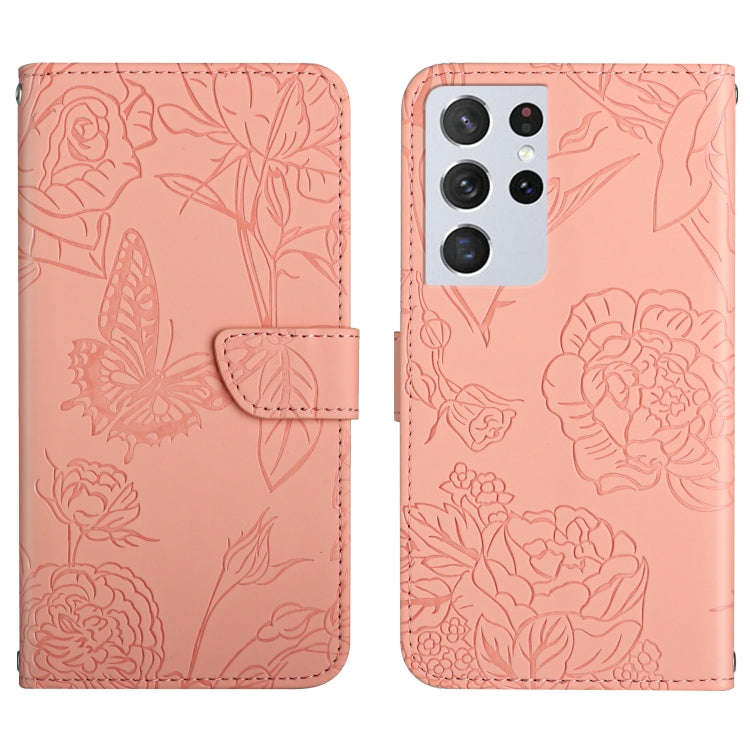 Skin Feel Butterfly Peony Embossed Leather Phone Case, For Samsung Galaxy S20+, For Samsung Galax...