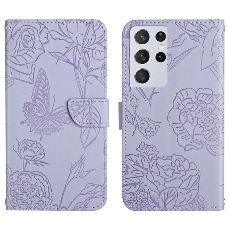 Skin Feel Butterfly Peony Embossed Leather Phone Case, For Samsung Galaxy S20+, For Samsung Galax...