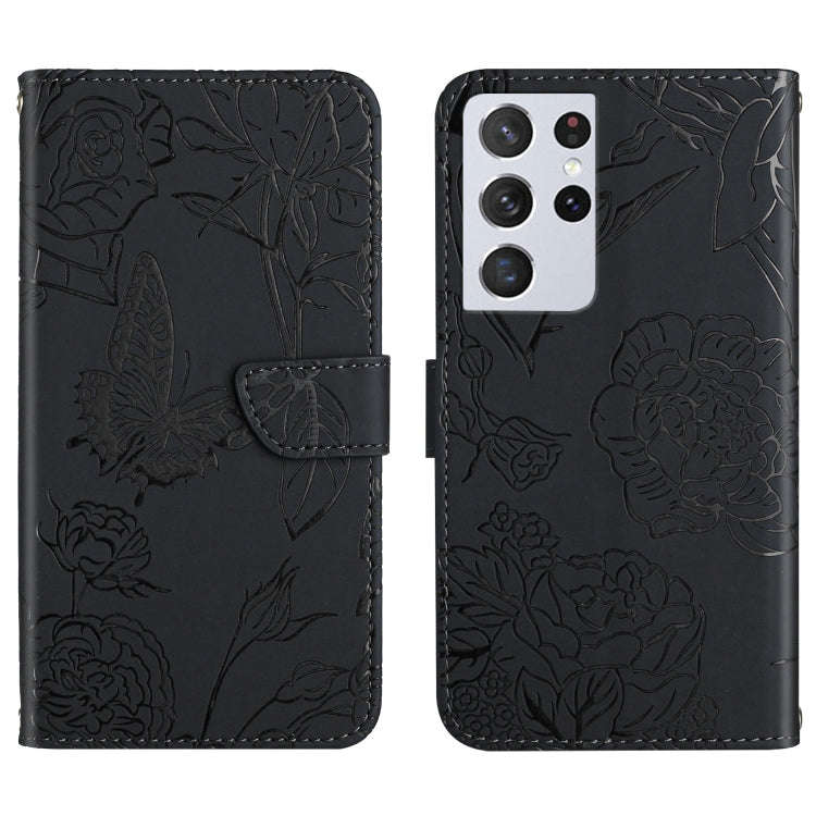 Skin Feel Butterfly Peony Embossed Leather Phone Case, For Samsung Galaxy S20+, For Samsung Galax...