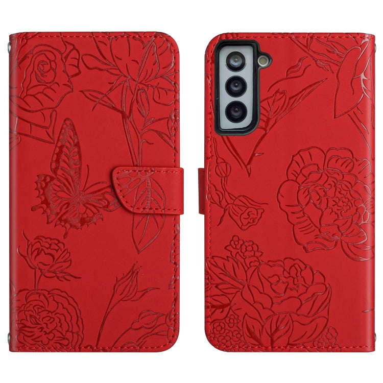 Skin Feel Butterfly Peony Embossed Leather Phone Case, For Samsung Galaxy S20+, For Samsung Galax...