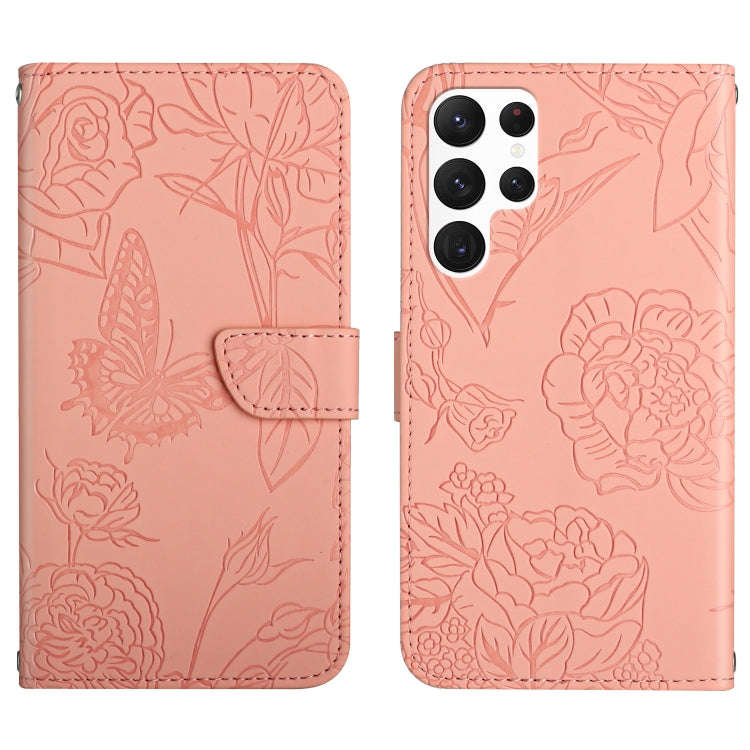 Skin Feel Butterfly Peony Embossed Leather Phone Case, For Samsung Galaxy S20+, For Samsung Galax...