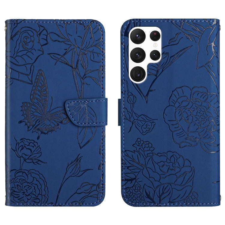 Skin Feel Butterfly Peony Embossed Leather Phone Case, For Samsung Galaxy S20+, For Samsung Galax...