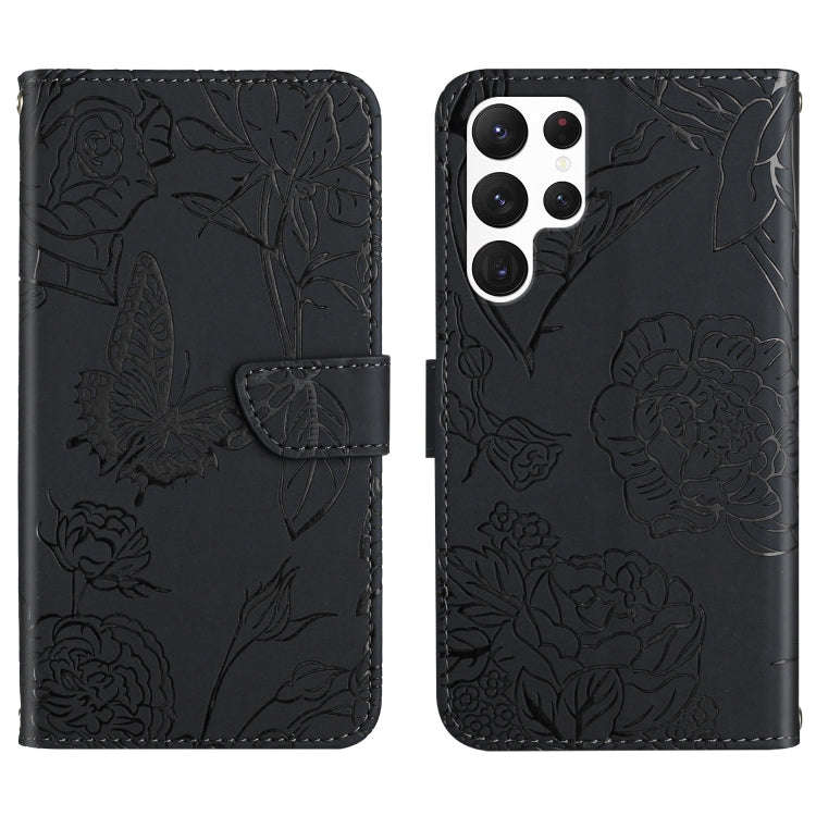 Skin Feel Butterfly Peony Embossed Leather Phone Case, For Samsung Galaxy S20+, For Samsung Galax...