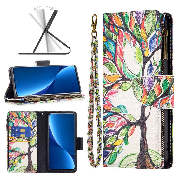 Colored Drawing Pattern Zipper Leather Phone Case, For Xiaomi 12 Pro