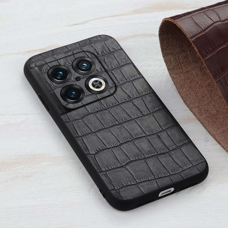 Accurate Hole Crocodile Texture Genuine Leather Phone Case, For OnePlus 10 Pro Accurate Hole, For...