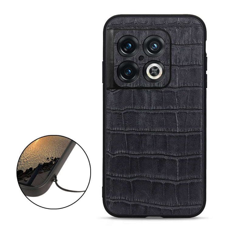 Accurate Hole Crocodile Texture Genuine Leather Phone Case, For OnePlus 10 Pro Accurate Hole, For...