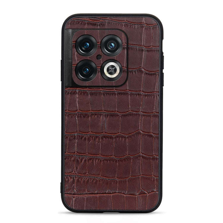 Accurate Hole Crocodile Texture Genuine Leather Phone Case, For OnePlus 10 Pro Accurate Hole, For...