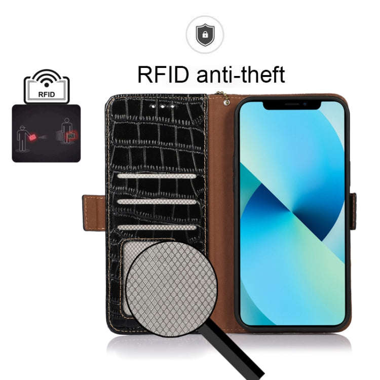 Crocodile Top Layer Cowhide Leather Phone Case, For iPhone 13 Pro, For iPhone 13 Pro Max, For iPh...