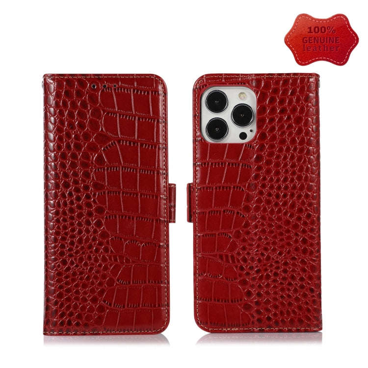 Crocodile Top Layer Cowhide Leather Phone Case, For iPhone 13 Pro, For iPhone 13 Pro Max, For iPh...