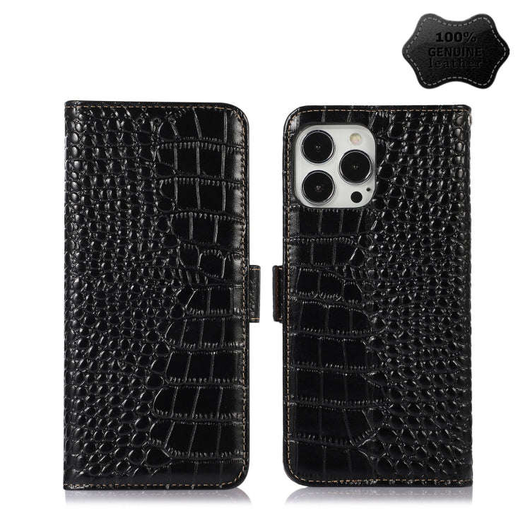 Crocodile Top Layer Cowhide Leather Phone Case, For iPhone 13 Pro, For iPhone 13 Pro Max, For iPh...