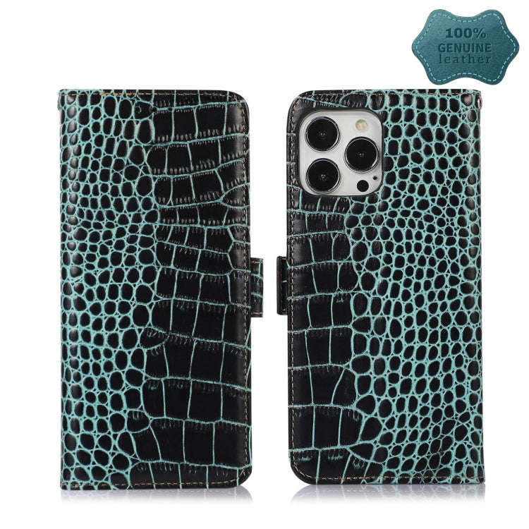 Crocodile Top Layer Cowhide Leather Phone Case, For iPhone 13 Pro, For iPhone 13 Pro Max, For iPh...
