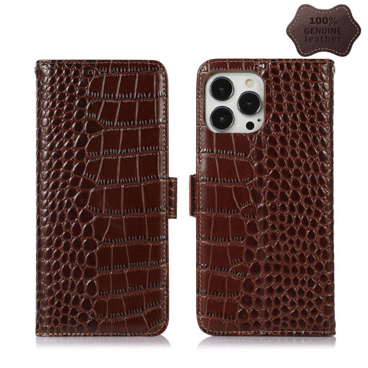 Crocodile Top Layer Cowhide Leather Phone Case, For iPhone 13 Pro, For iPhone 13 Pro Max, For iPh...