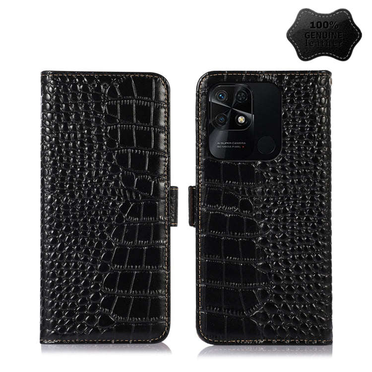 Crocodile Top Layer Cowhide Leather Phone Case, For Xiaomi Redmi 10C / 10 India, For Xiaomi Redmi...