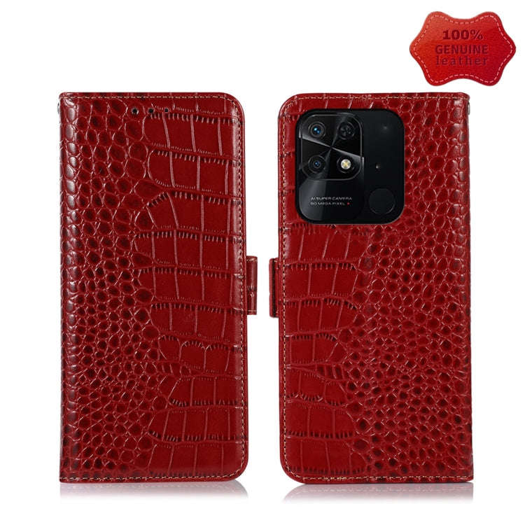 Crocodile Top Layer Cowhide Leather Phone Case, For Xiaomi Redmi 10C / 10 India, For Xiaomi Redmi...
