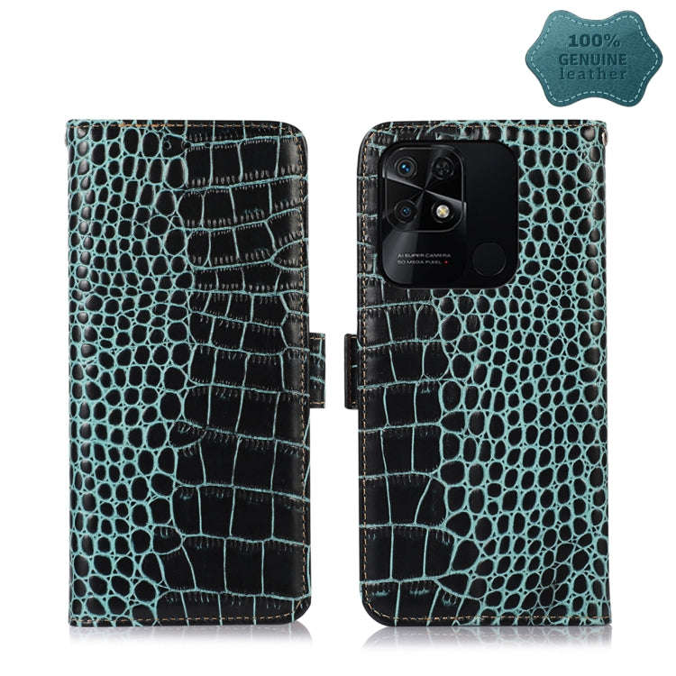 Crocodile Top Layer Cowhide Leather Phone Case, For Xiaomi Redmi 10C / 10 India, For Xiaomi Redmi...