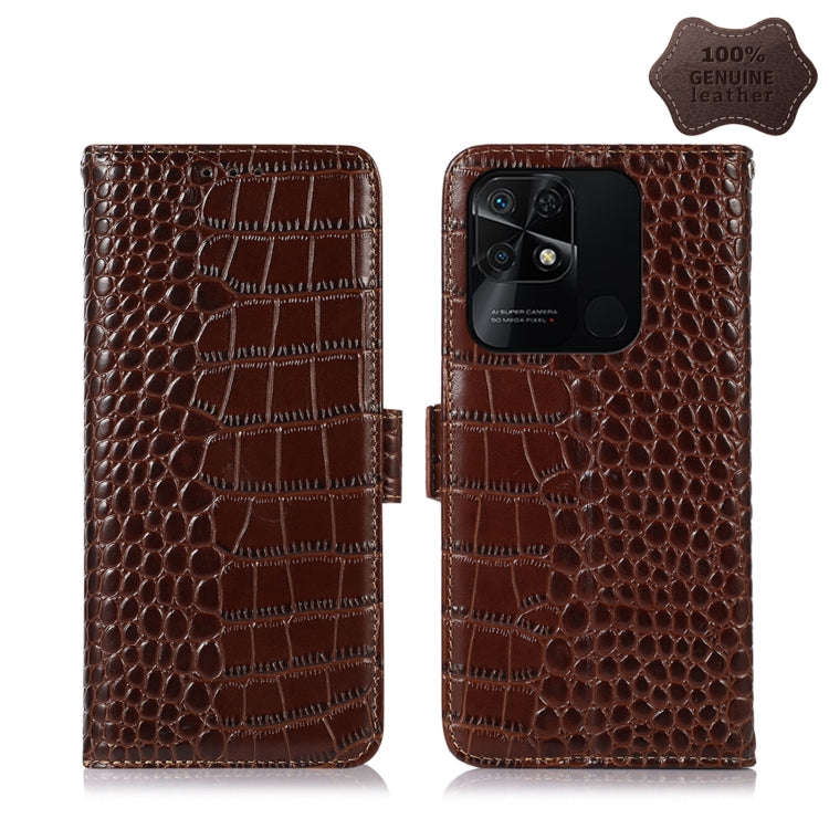 Crocodile Top Layer Cowhide Leather Phone Case, For Xiaomi Redmi 10C / 10 India, For Xiaomi Redmi...