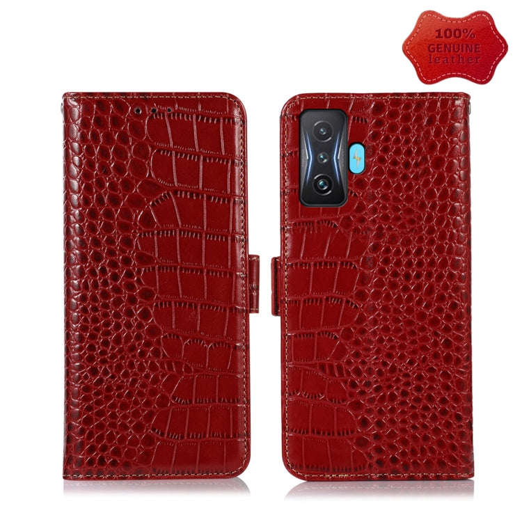 Crocodile Top Layer Cowhide Leather Phone Case, For Xiaomi Redmi 10C / 10 India, For Xiaomi Redmi...