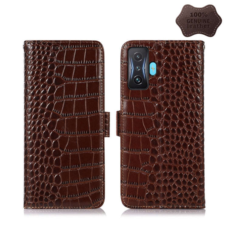 Crocodile Top Layer Cowhide Leather Phone Case, For Xiaomi Redmi 10C / 10 India, For Xiaomi Redmi...