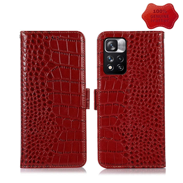 Crocodile Top Layer Cowhide Leather Phone Case, For Xiaomi Redmi 10C / 10 India, For Xiaomi Redmi...