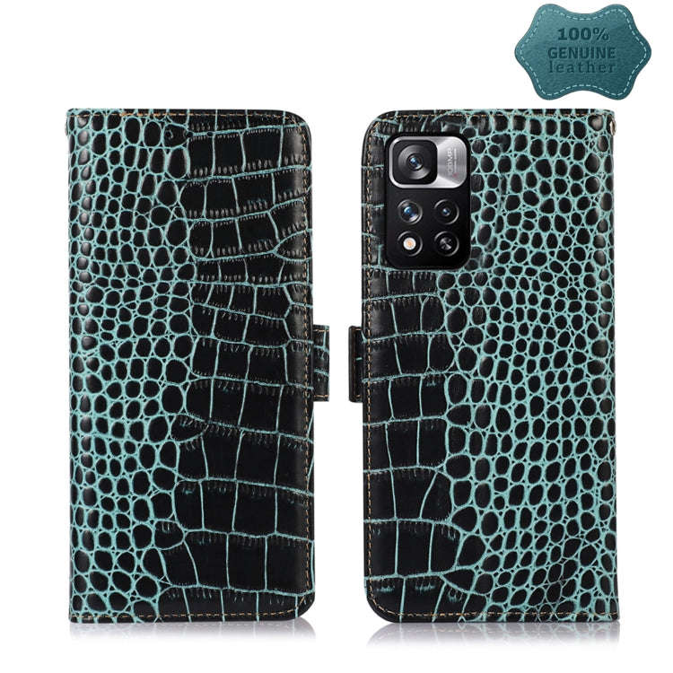 Crocodile Top Layer Cowhide Leather Phone Case, For Xiaomi Redmi 10C / 10 India, For Xiaomi Redmi...