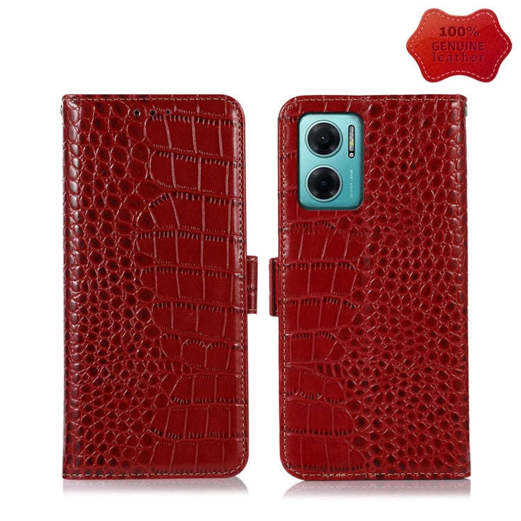 Crocodile Top Layer Cowhide Leather Phone Case, For Xiaomi Redmi 10C / 10 India, For Xiaomi Redmi...