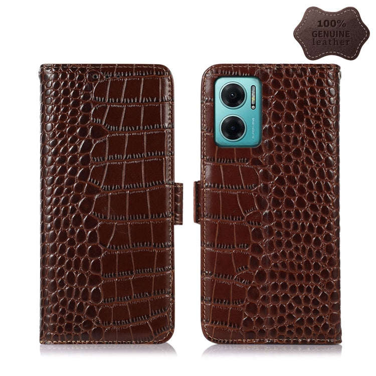 Crocodile Top Layer Cowhide Leather Phone Case, For Xiaomi Redmi 10C / 10 India, For Xiaomi Redmi...