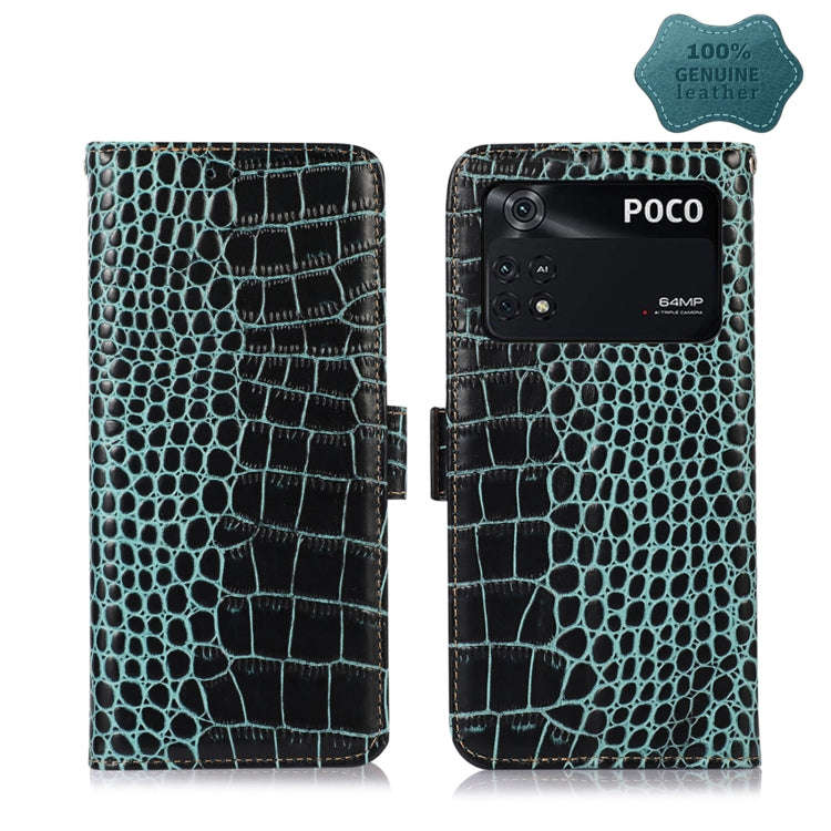 Crocodile Top Layer Cowhide Leather Phone Case, For Xiaomi Redmi 10C / 10 India, For Xiaomi Redmi...