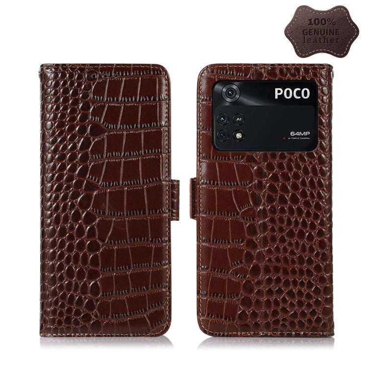 Crocodile Top Layer Cowhide Leather Phone Case, For Xiaomi Redmi 10C / 10 India, For Xiaomi Redmi...