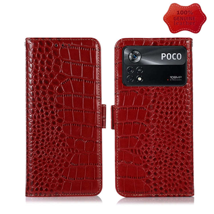 Crocodile Top Layer Cowhide Leather Phone Case, For Xiaomi Redmi 10C / 10 India, For Xiaomi Redmi...