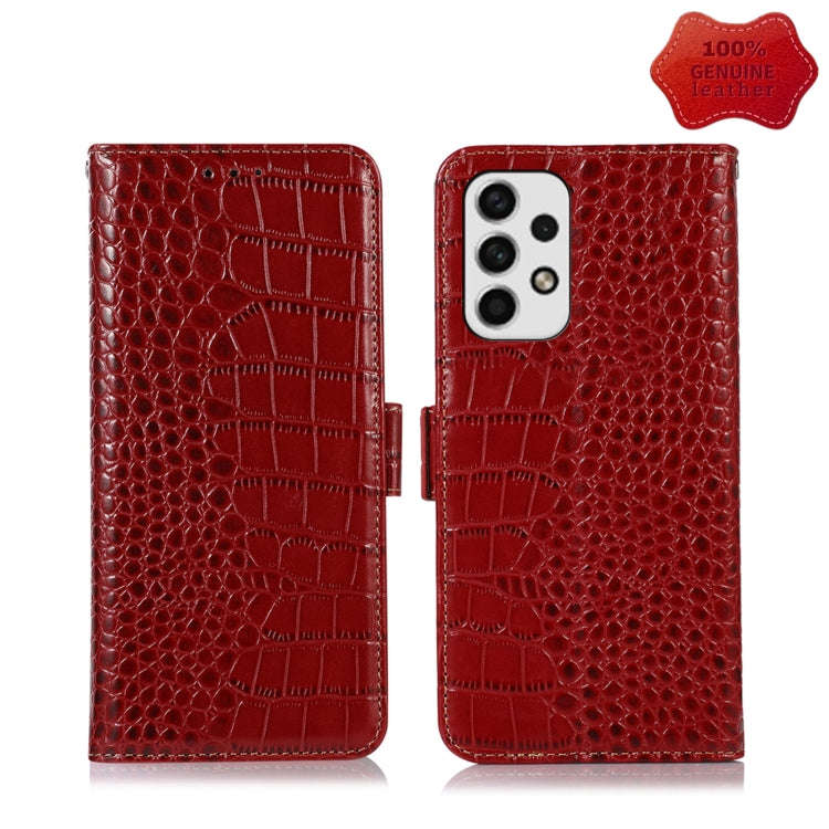 Crocodile Top Layer Cowhide Leather Phone Case, For Samsung Galaxy A23 4G, For Samsung Galaxy A33...