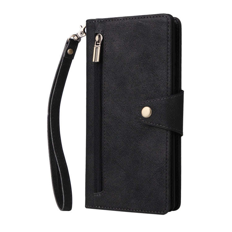 Rivet Buckle 9 Cards Three Fold Leather Phone Case, For Samsung Galaxy Note10 Lite, For Samsung G...
